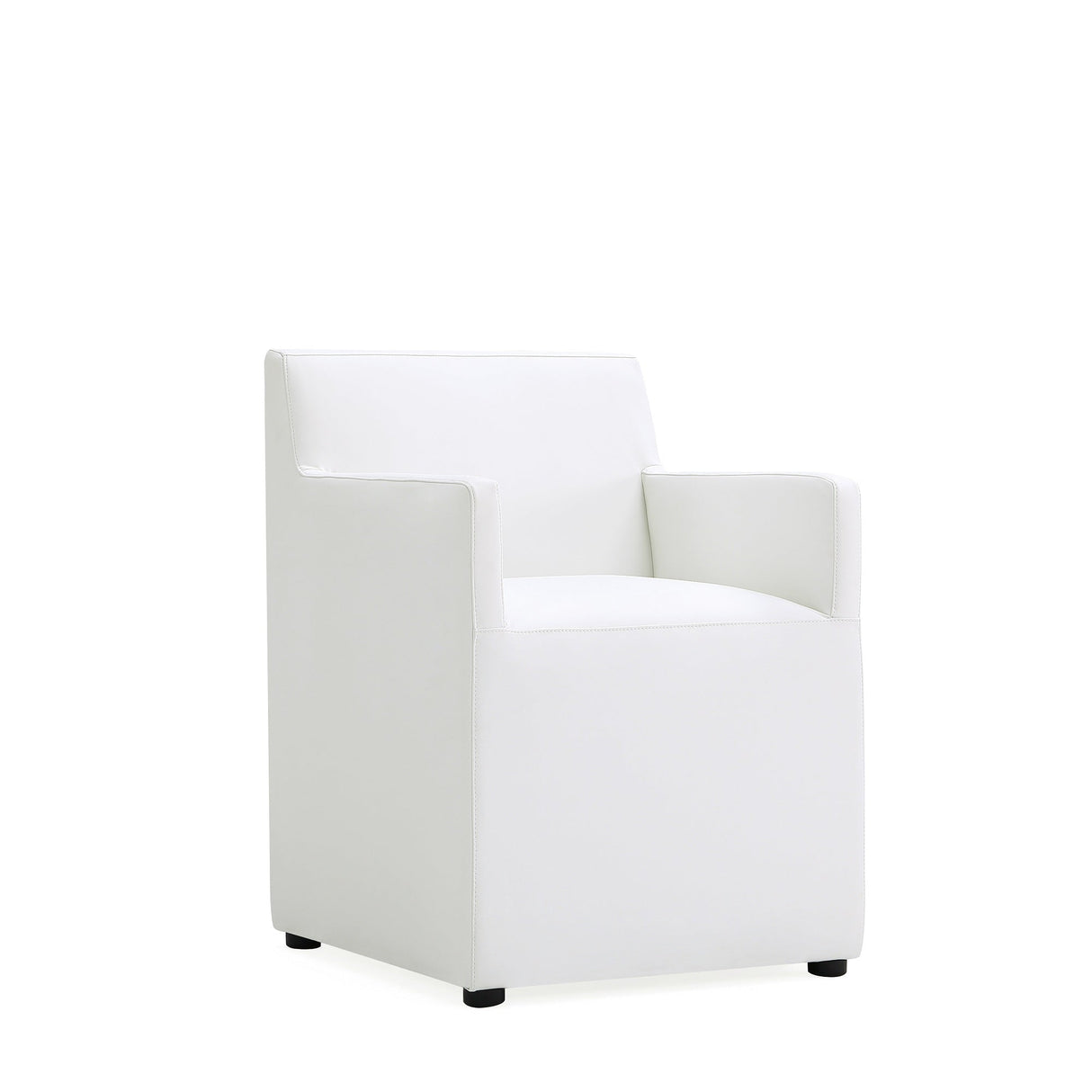 Anna Square Faux Leather Dining Armchair in Cream by Manhattan Comfort at Eve Furniture