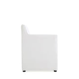 Anna Square Faux Leather Dining Armchair in Cream by Manhattan Comfort at Eve Furniture