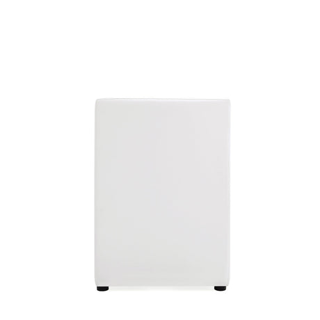 Anna Square Faux Leather Dining Armchair in Cream by Manhattan Comfort at Eve Furniture
