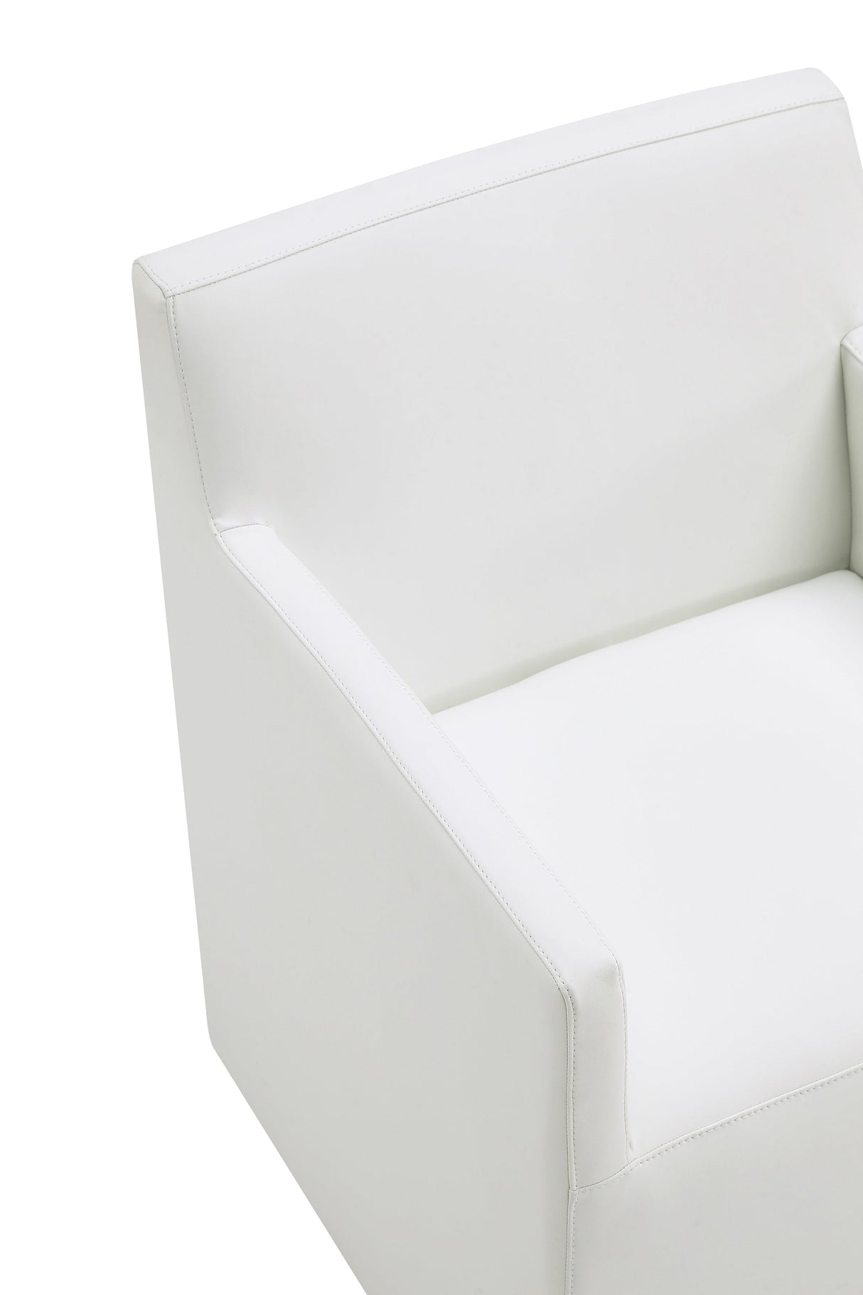 Anna Square Faux Leather Dining Armchair in Cream by Manhattan Comfort at Eve Furniture