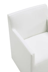 Anna Square Faux Leather Dining Armchair in Cream by Manhattan Comfort at Eve Furniture