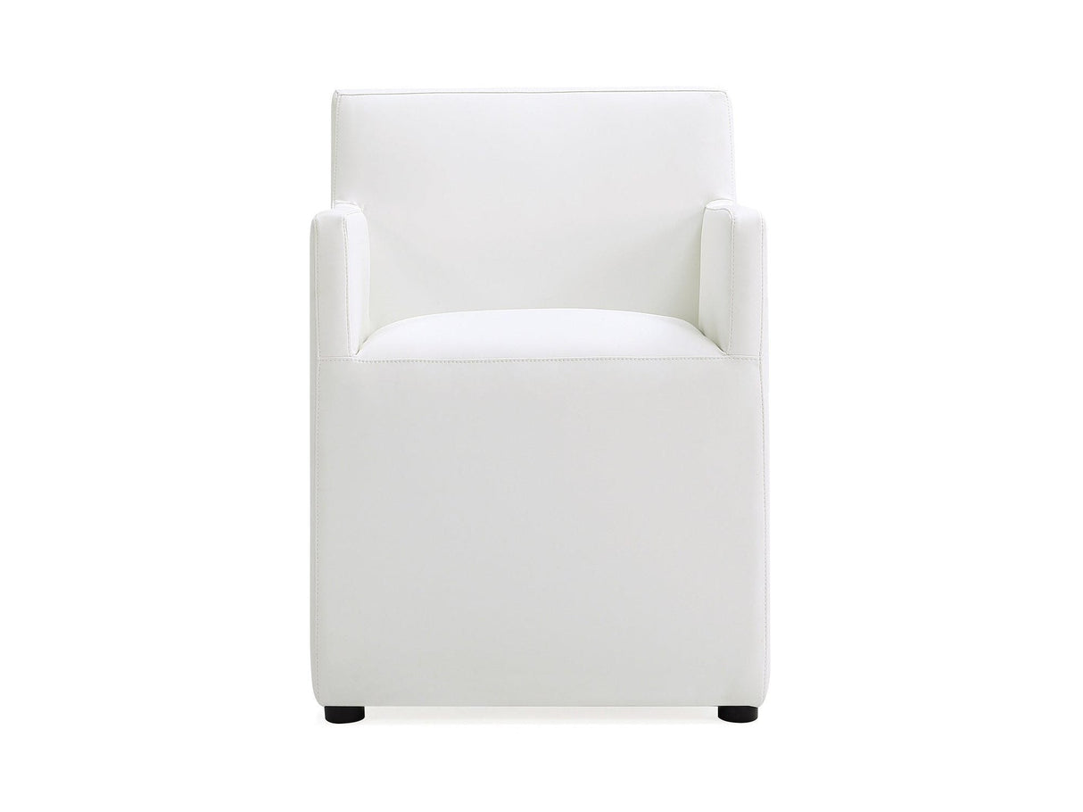 Anna Square Faux Leather Dining Armchair in Cream by Manhattan Comfort at Eve Furniture