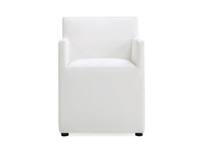 Anna Square Faux Leather Dining Armchair in Cream by Manhattan Comfort at Eve Furniture