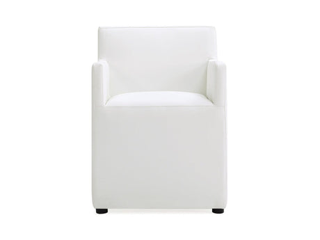 Anna Square Faux Leather Dining Armchair in Cream by Manhattan Comfort at Eve Furniture