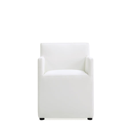 Anna Square Faux Leather Dining Armchair in Cream (set of 2) by Manhattan Comfort at Eve Furniture