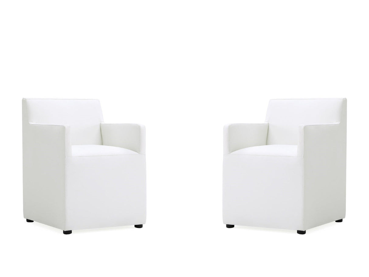 Anna Square Faux Leather Dining Armchair in Cream (set of 2) by Manhattan Comfort at Eve Furniture