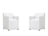 Anna Square Faux Leather Dining Armchair in Cream (set of 2) by Manhattan Comfort at Eve Furniture
