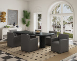 Anna Square Faux Leather Dining Armchair in Pewter by Manhattan Comfort at Eve Furniture