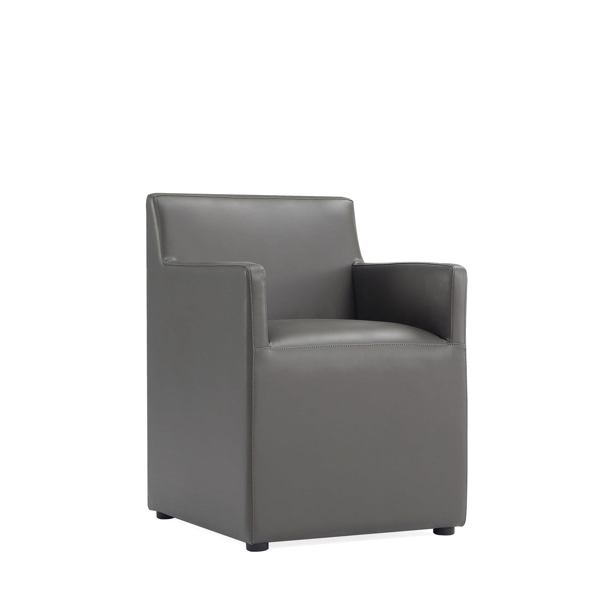 Anna Square Faux Leather Dining Armchair in Pewter by Manhattan Comfort at Eve Furniture