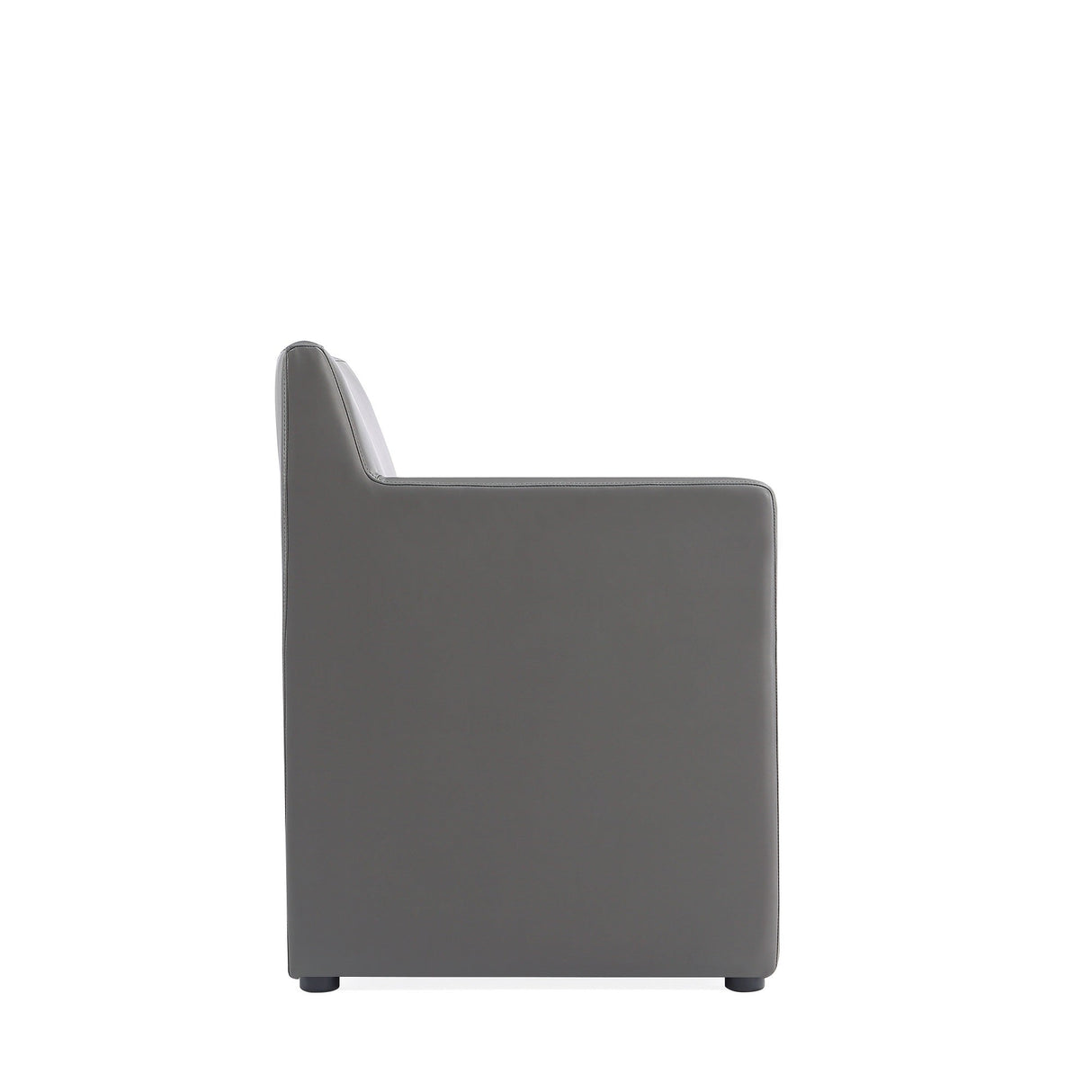 Anna Square Faux Leather Dining Armchair in Pewter by Manhattan Comfort at Eve Furniture