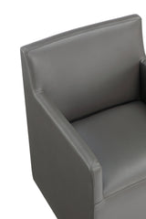 Anna Square Faux Leather Dining Armchair in Pewter by Manhattan Comfort at Eve Furniture