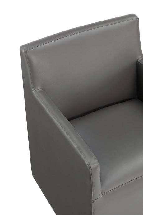 Anna Square Faux Leather Dining Armchair in Pewter by Manhattan Comfort at Eve Furniture