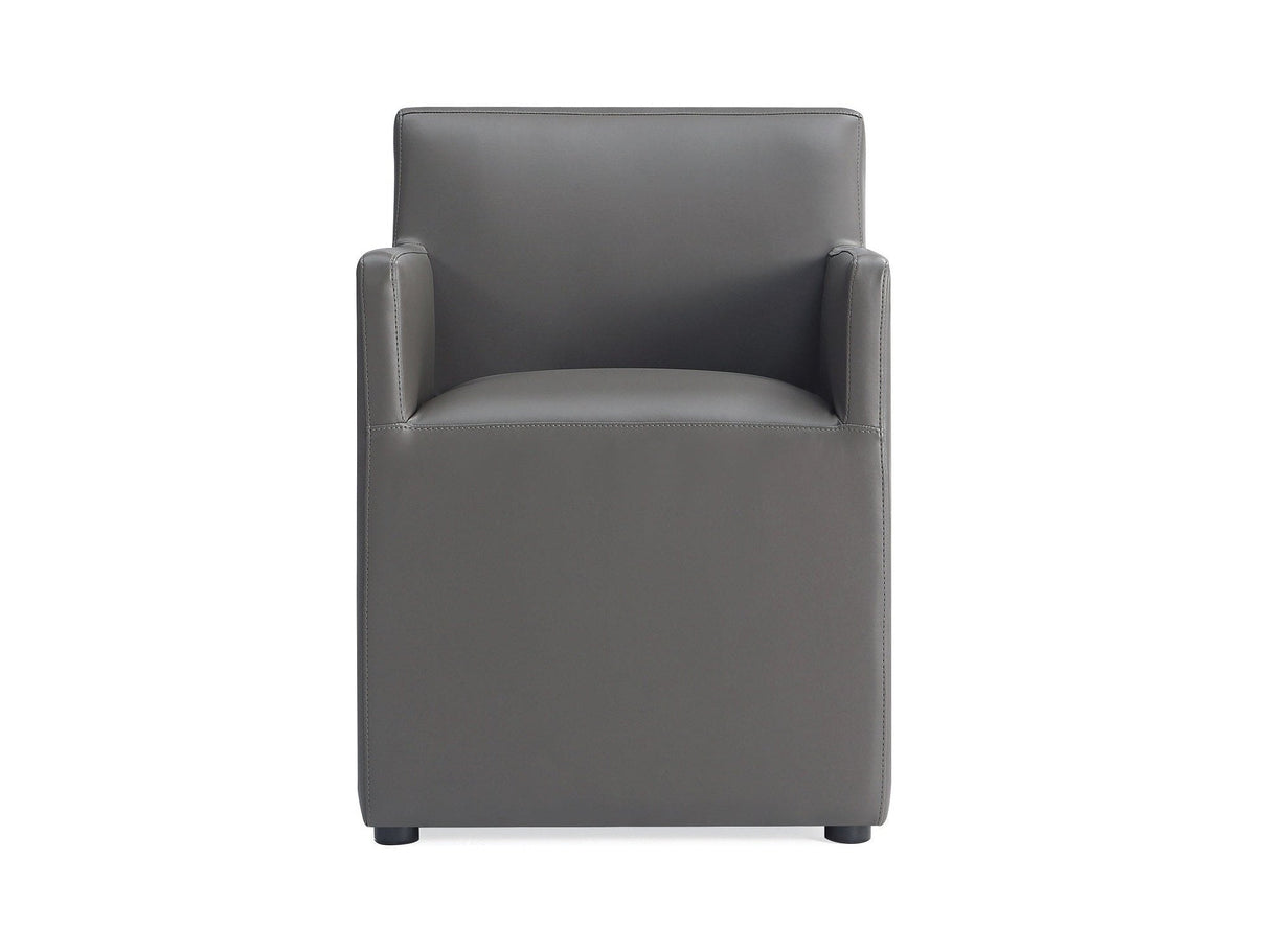 Anna Square Faux Leather Dining Armchair in Pewter by Manhattan Comfort at Eve Furniture