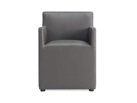 Anna Square Faux Leather Dining Armchair in Pewter by Manhattan Comfort at Eve Furniture