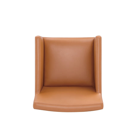 Anna Square Faux Leather Dining Armchair in Saddle by Manhattan Comfort at Eve Furniture