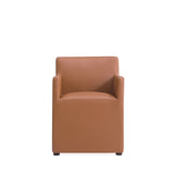 Anna Square Faux Leather Dining Armchair in Saddle (set of 2) by Manhattan Comfort at Eve Furniture