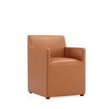 Anna Square Faux Leather Dining Armchair in Saddle (set of 2) by Manhattan Comfort at Eve Furniture