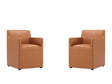 Anna Square Faux Leather Dining Armchair in Saddle (set of 2) by Manhattan Comfort at Eve Furniture
