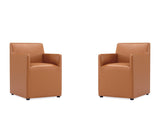 Anna Square Faux Leather Dining Armchair in Saddle (set of 2) by Manhattan Comfort at Eve Furniture