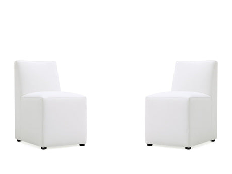 Anna Square Faux Leather Dining Chair in Cream (set of 2) by Manhattan Comfort at Eve Furniture