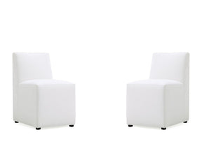 Anna Square Faux Leather Dining Chair in Cream (set of 2) by Manhattan Comfort at Eve Furniture