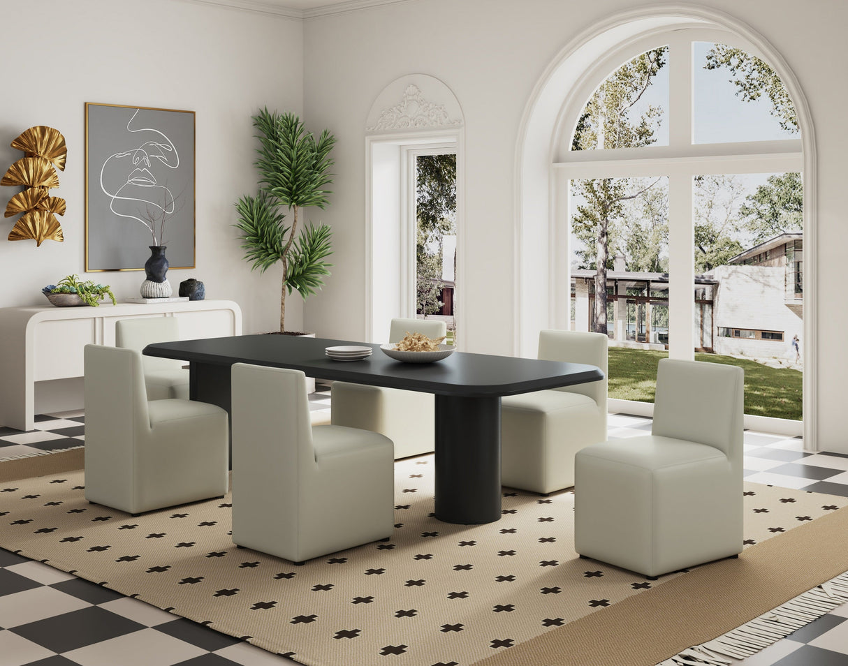 Anna Square Faux Leather Dining Chair in Light Stone Grey by Manhattan Comfort at Eve Furniture