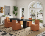 Anna Square Faux Leather Dining Chair in Saddle by Manhattan Comfort at Eve Furniture