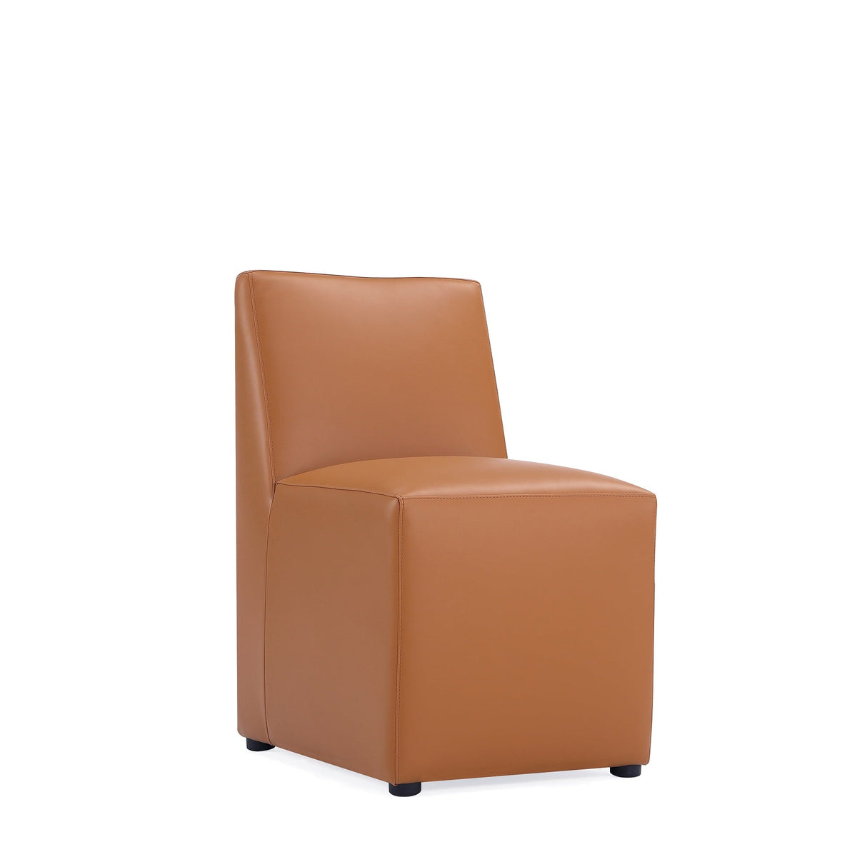 Anna Square Faux Leather Dining Chair in Saddle by Manhattan Comfort at Eve Furniture
