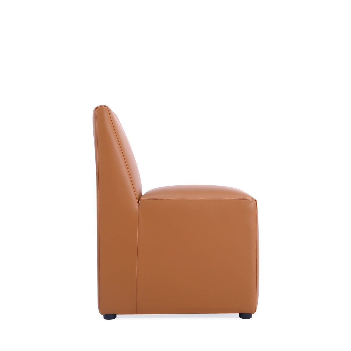 Anna Square Faux Leather Dining Chair in Saddle by Manhattan Comfort at Eve Furniture