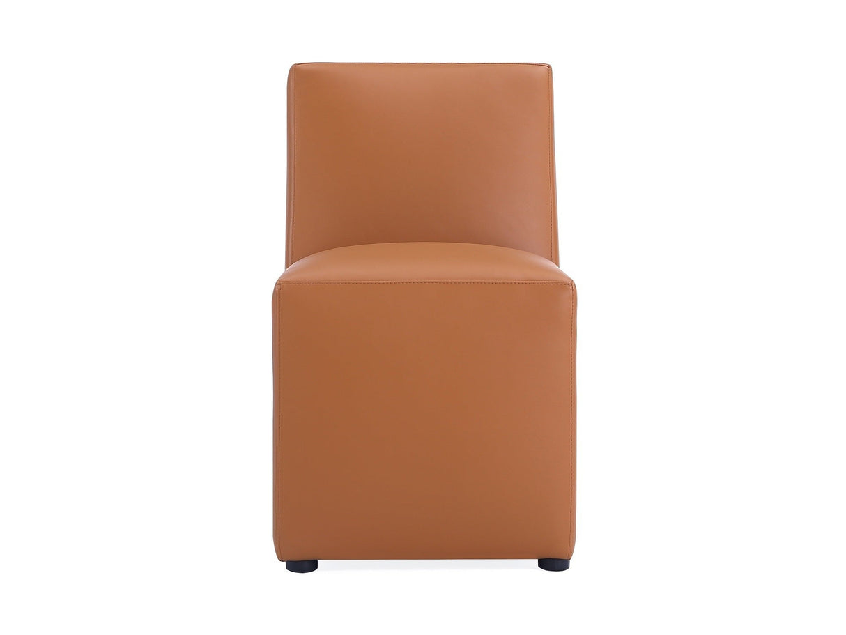 Anna Square Faux Leather Dining Chair in Saddle by Manhattan Comfort at Eve Furniture