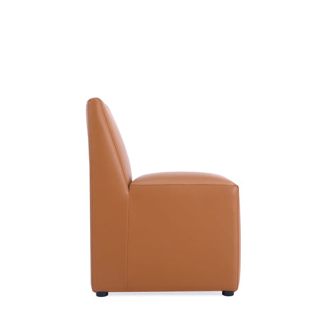 Anna Square Faux Leather Dining Chair in Saddle (set of 2) by Manhattan Comfort at Eve Furniture