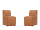Anna Square Faux Leather Dining Chair in Saddle (set of 2) by Manhattan Comfort at Eve Furniture