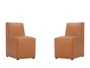Anna Square Faux Leather Dining Chair in Saddle (set of 2) by Manhattan Comfort at Eve Furniture