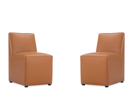 Anna Square Faux Leather Dining Chair in Saddle (set of 2) by Manhattan Comfort at Eve Furniture