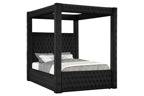 Annabelle Black Velvet King Canopy Bed by Crown Mark at Eve Furniture