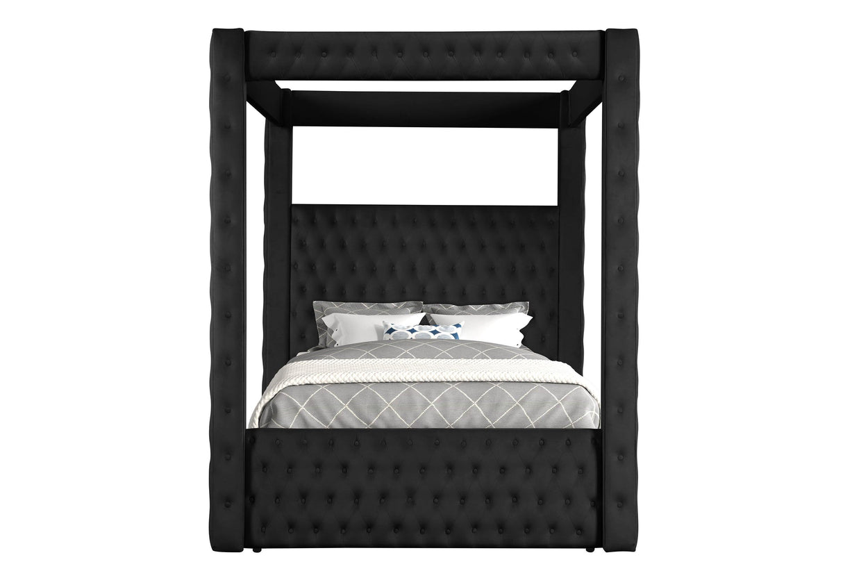 Annabelle Black Velvet King Canopy Bed by Crown Mark at Eve Furniture