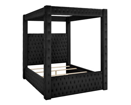 Annabelle Black Velvet King Canopy Bed by Crown Mark at Eve Furniture
