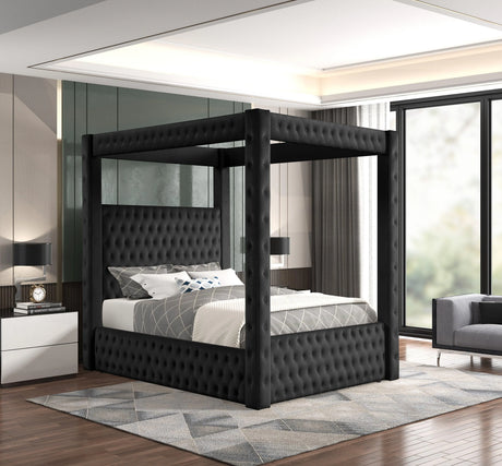 Annabelle Black Velvet King Canopy Bed by Crown Mark at Eve Furniture