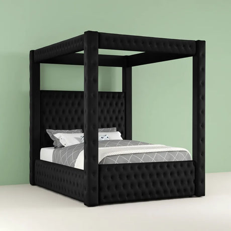 Annabelle Black Velvet King Canopy Bed [Limited Stock] by Crown Mark at Eve Furniture