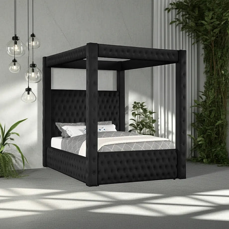 Annabelle Black Velvet King Canopy Bed [Limited Stock] by Crown Mark at Eve Furniture