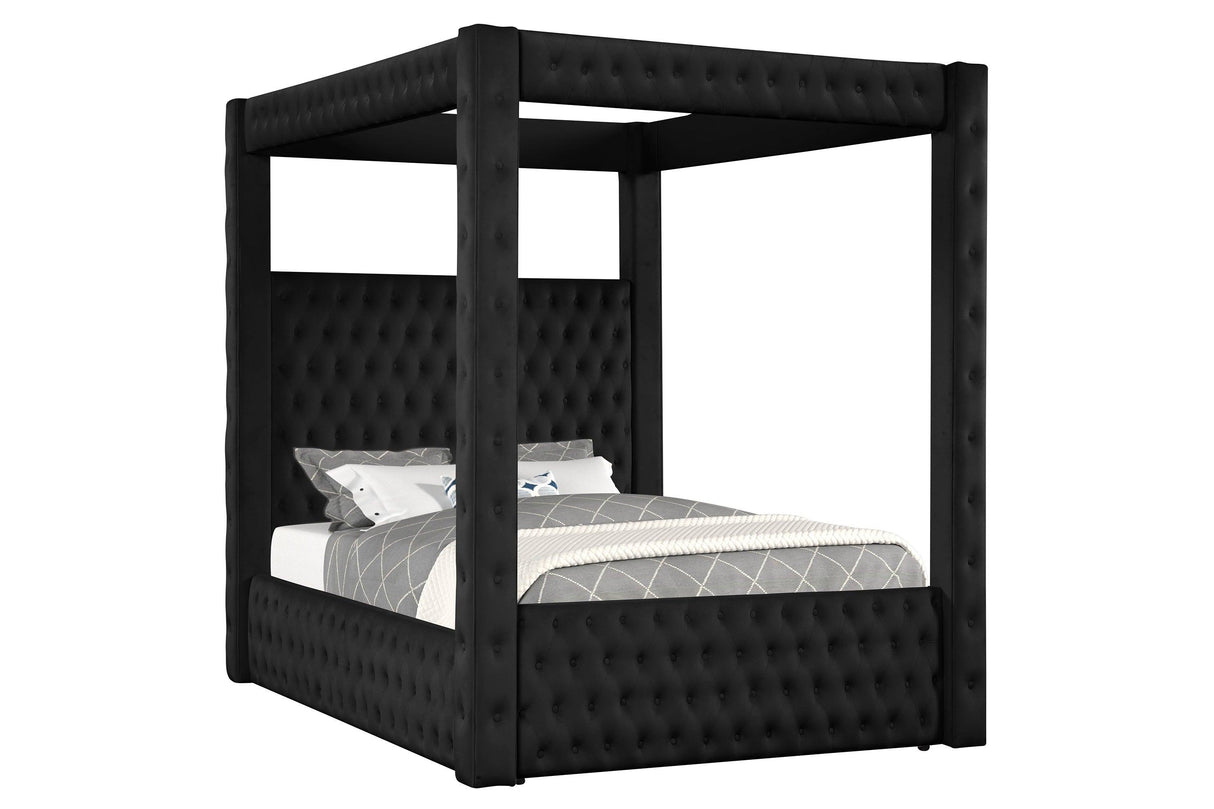 Annabelle Black Velvet Queen Canopy Bed by Crown Mark at Eve Furniture