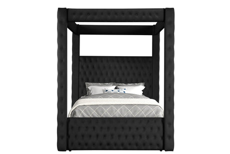 Annabelle Black Velvet Queen Canopy Bed by Crown Mark at Eve Furniture