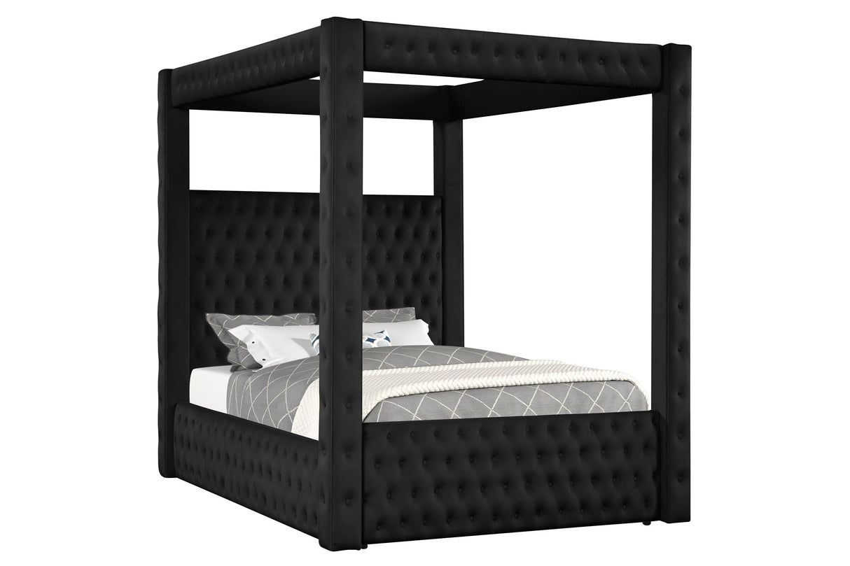 Annabelle Black Velvet Queen Canopy Bed [Limited Stock] by Crown Mark at Eve Furniture