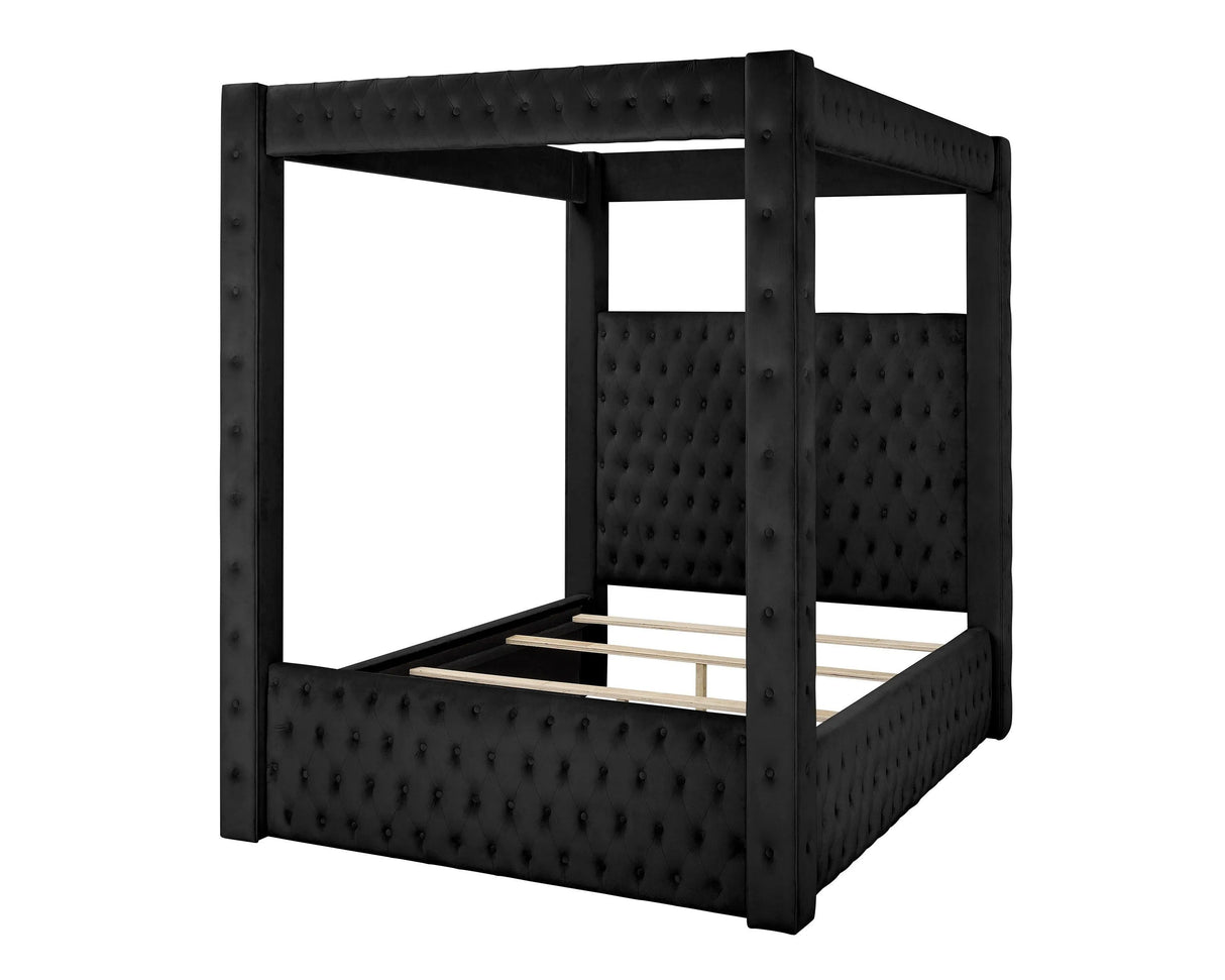 Annabelle Black Velvet Queen Canopy Bed [Limited Stock] by Crown Mark at Eve Furniture