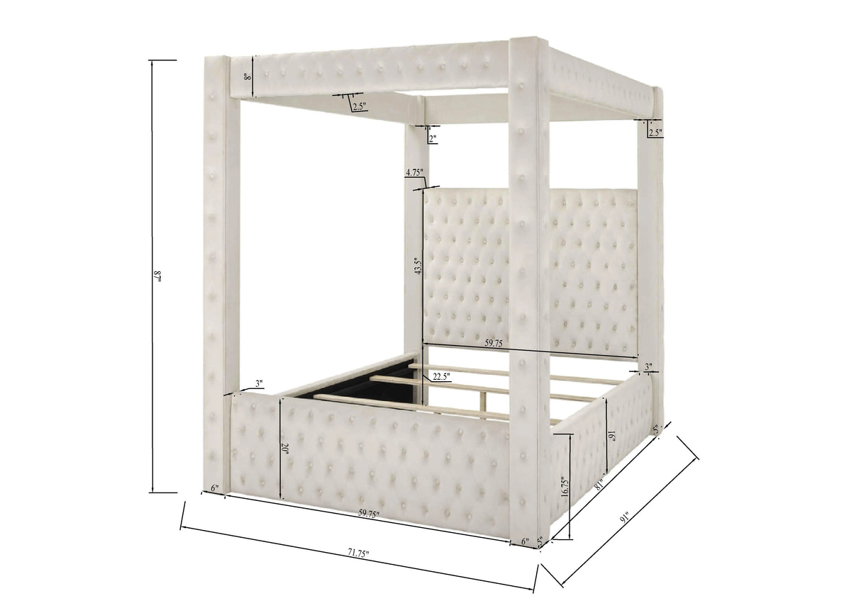 Annabelle Black Velvet Queen Canopy Bed [Limited Stock] by Crown Mark at Eve Furniture