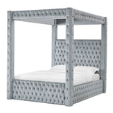Annabelle Gray Velvet King Canopy Bed by Crown Mark at Eve Furniture