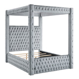 Annabelle Gray Velvet King Canopy Bed by Crown Mark at Eve Furniture