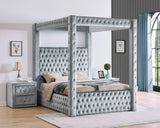 Annabelle Gray Velvet King Canopy Bed by Crown Mark at Eve Furniture