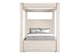 Annabelle Ivory Velvet King Canopy Bed by Crown Mark at Eve Furniture