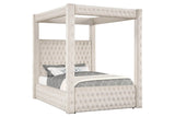 Annabelle Ivory Velvet King Canopy Bed by Crown Mark at Eve Furniture